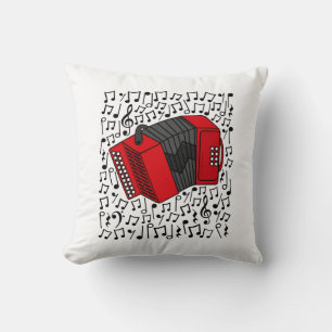 Accordion Musical Notes Accordionist Folk Musician Cushion