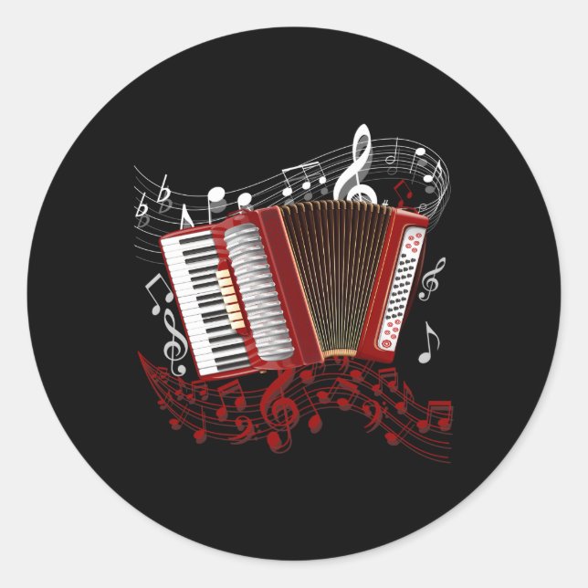Accordion Player Folk Music Accordion Classic Round Sticker (Front)