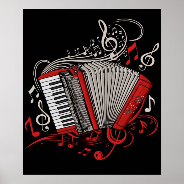 Accordion Player Gift Men Folk Music Accordion Poster (Front)