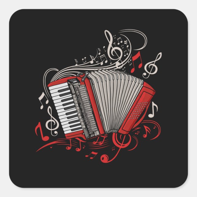 Accordion Player Gift Men Folk Music Accordion Square Sticker (Front)