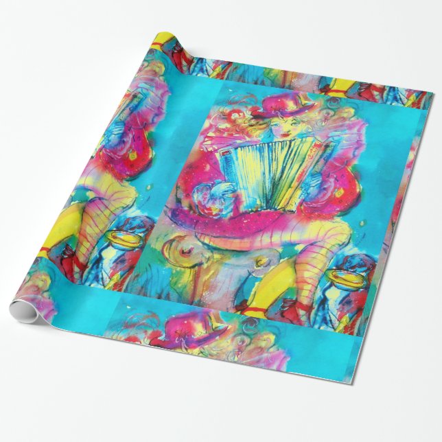 ACCORDION PLAYER IN THE NIGHT WRAPPING PAPER (Unrolled)