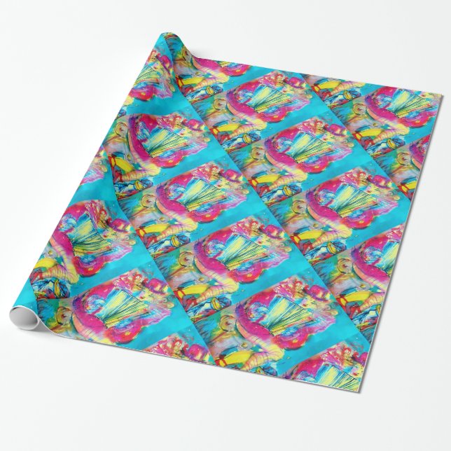 ACCORDION PLAYER IN THE NIGHT WRAPPING PAPER (Unrolled)