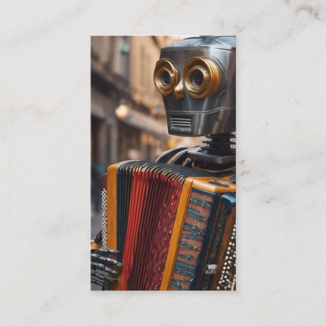 accordion playing robot business card (Front)