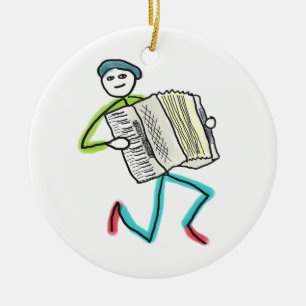 Accordion Playing Stickman Ceramic Tree Decoration