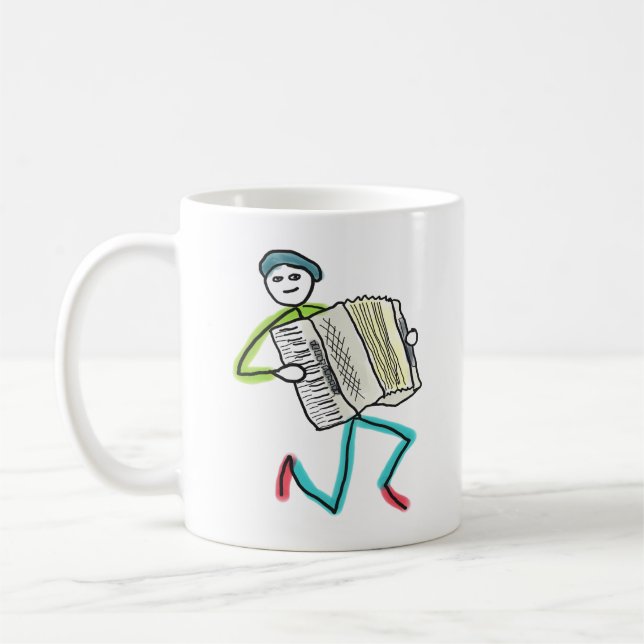 Accordion Playing Stickman Coffee Mug (Left)