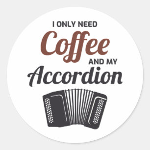 Accordion Polka Music Musician Coffee Gift Classic Round Sticker