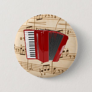 Accordion: Red Accordion  6 Cm Round Badge