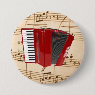 Accordion: Red Accordion  7.5 Cm Round Badge