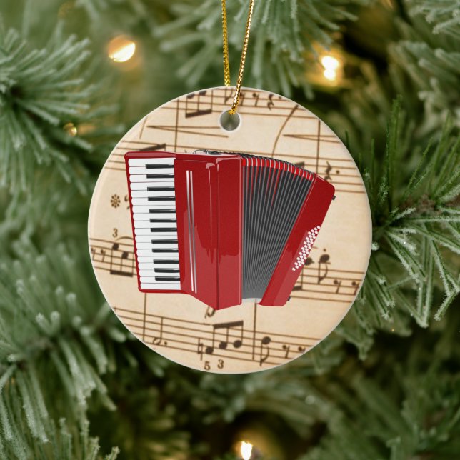 Accordion: Red Accordion, popular design, Ceramic Tree Decoration (Tree)