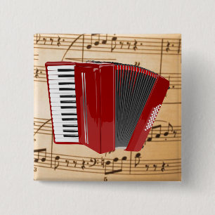 Accordion: The Red Accordion 15 Cm Square Badge