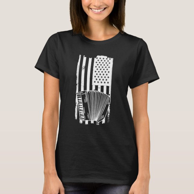 Accordion Us Flag - Accordion Accordionist Accordi T-Shirt (Front)