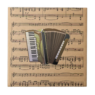 Accordion With Sheet Music Background Tile