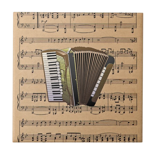 Accordion With Sheet Music Background Tile (Front)