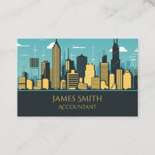 Accountant Blue Skyline QR  Business Card