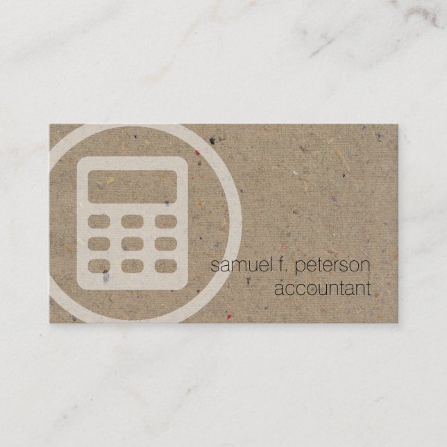 Accountant Bold Icon Natural Paper Texture Business Card (Front)