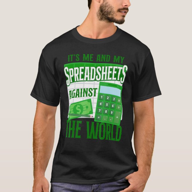 Accountant Bookkeeper Accounting Spreadsheet Vinta T-Shirt (Front)