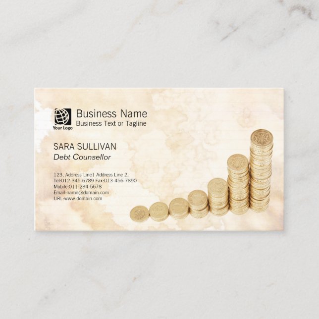 Accountant Bookkeeper Money Stack Business Card (Front)