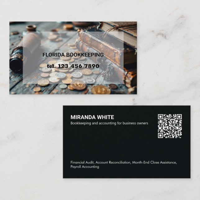 Accountant Bookkeeper QR Code Business Card (Front/Back)