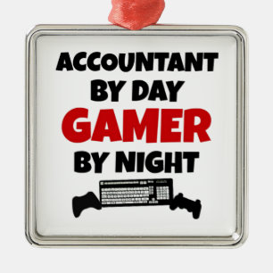 Accountant by Day Gamer by Night Metal Tree Decoration