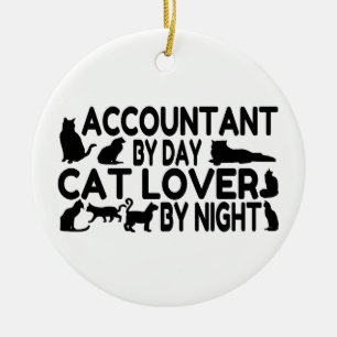 Accountant Cat Lover Ceramic Tree Decoration