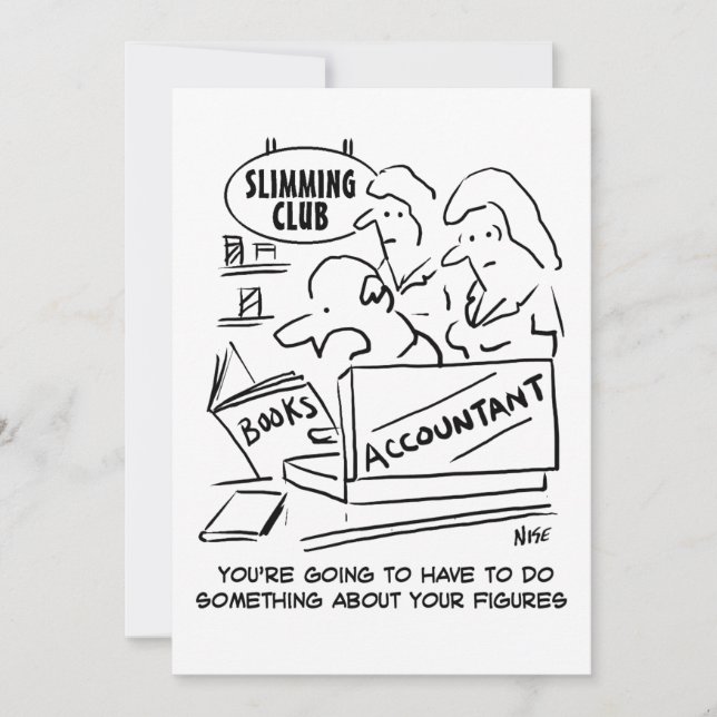 Accountant Checks the Books at a Slimming Club Holiday Card (Front)