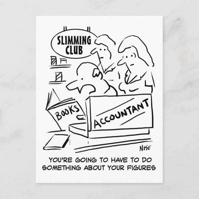 Accountant Checks the Books at a Slimming Club Postcard (Front)