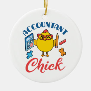 Accountant Chick Accounting CPA Graduation Women Ceramic Tree Decoration