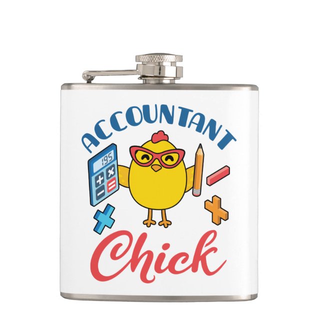 Accountant Chick Accounting CPA Graduation Women Hip Flask (Front)