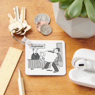 Accountant Client with Huge Piggy Bank Key Ring
