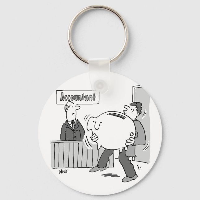 Accountant Client with Huge Piggy Bank Key Ring (Front)