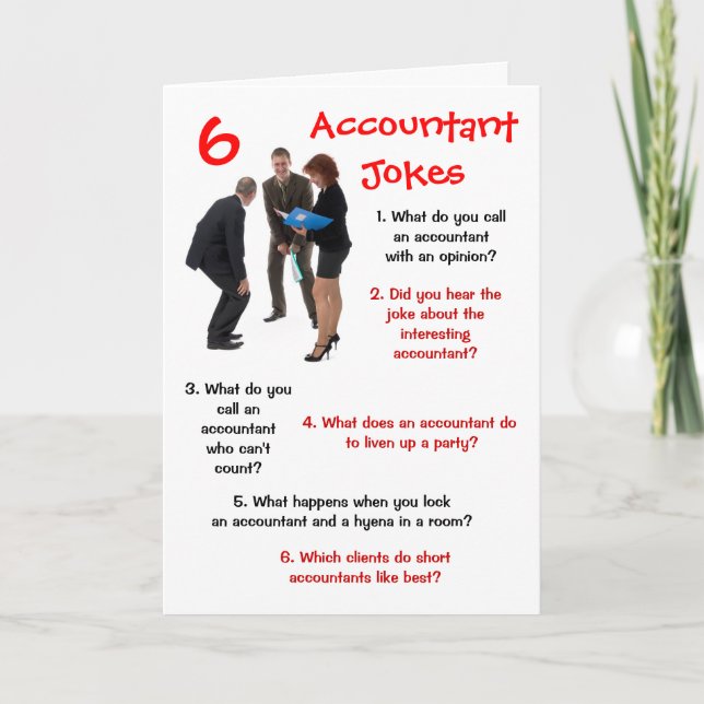 Accountant CPA 6 Accountant Jokes Funny Retirement Card (Front)