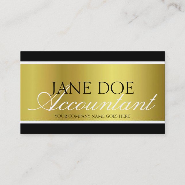 Accountant CPA Gold Metallic Script Business Card (Front)