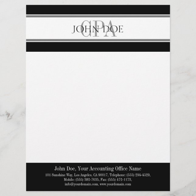 Accountant CPA Letterhead Matches BusinessCard (Front)