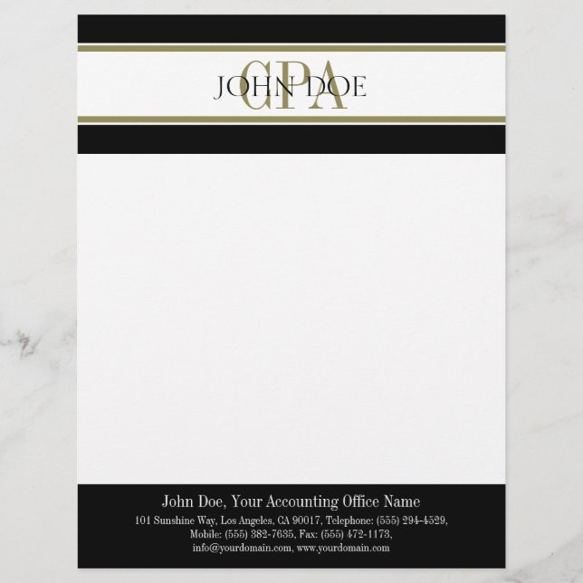 Accountant CPA Letterhead Matching Business Card (Front)