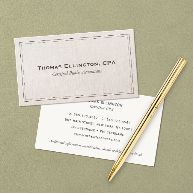 Accountant CPA Professional Simple Classic Business Card (Creator Uploaded)