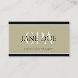 Accountant/CPA Tan/White/Black Borders Business Card