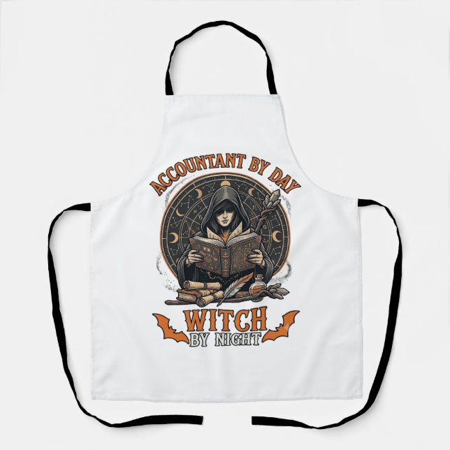 Accountant Day Witch Night Halloween Magic Book_1 Apron (Front)
