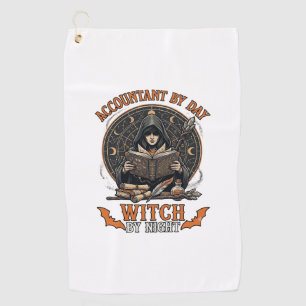 Accountant Day Witch Night Halloween Magic Book_1 Golf Towel