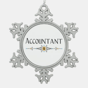 Accountant Decorative Line Snowflake Pewter Christmas Ornament