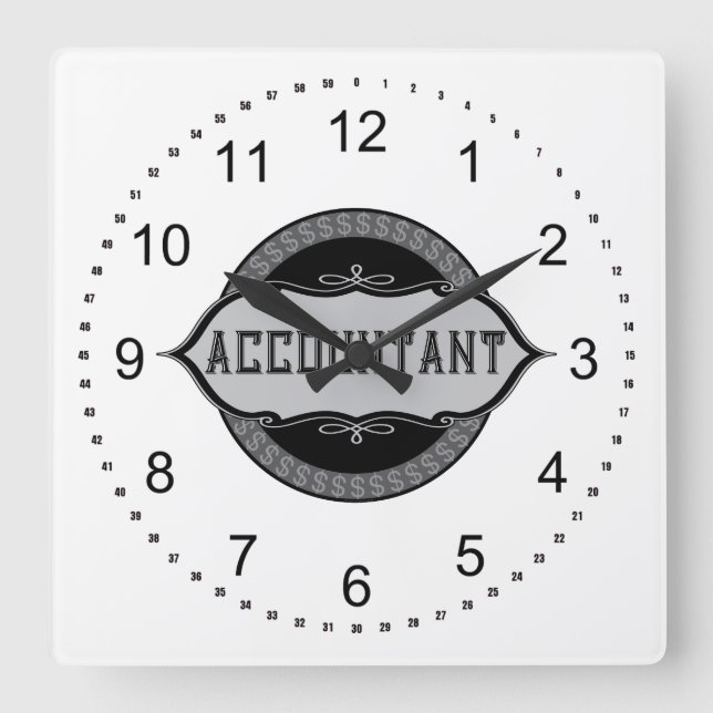 Accountant Dollar Signs Emblem Square Wall Clock (Front)
