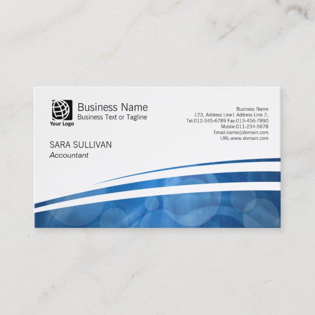 Accountant Financial Service Abstract Blue Pattern Business Card (Front)