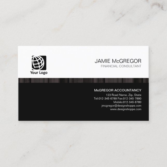 Accountant Financial Services Simple Stripe Black Business Card (Front)