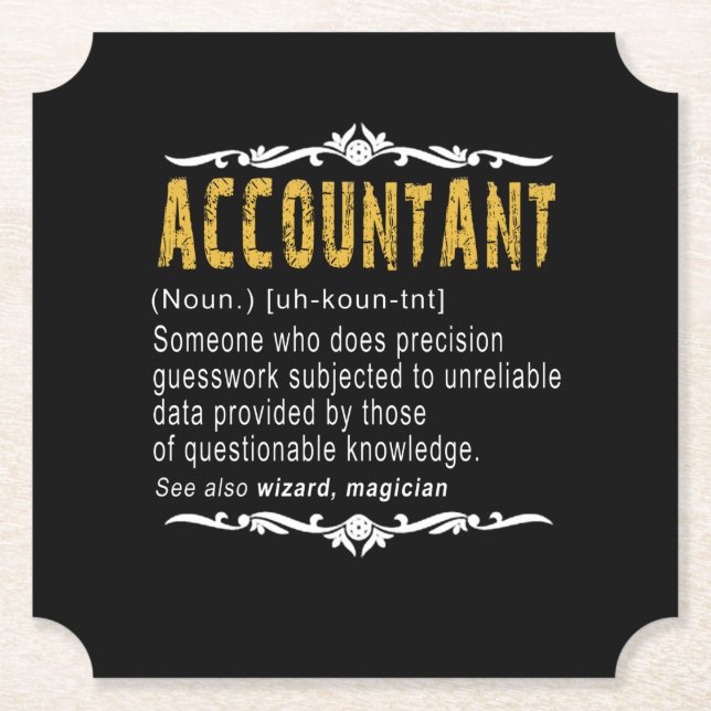 Accountant Funny Definition Custom Gift Paper Coaster (Front)
