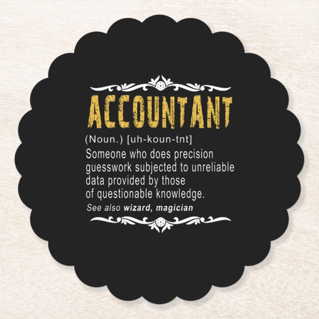 Accountant Funny Definition Custom Gift Paper Coaster (Front)