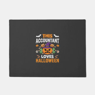 Accountant Loves Halloween Pumpkin Bookkeeper Desi Doormat