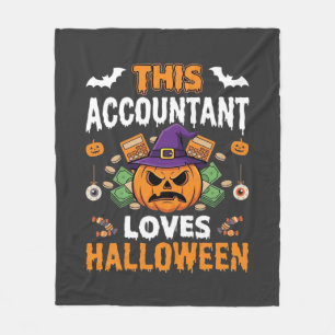 Accountant Loves Halloween Pumpkin Bookkeeper Desi Fleece Blanket