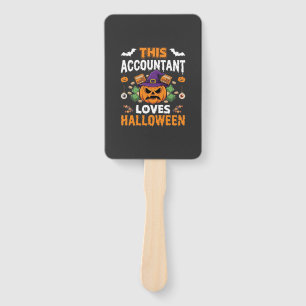 Accountant Loves Halloween Pumpkin Bookkeeper Desi Hand Fan