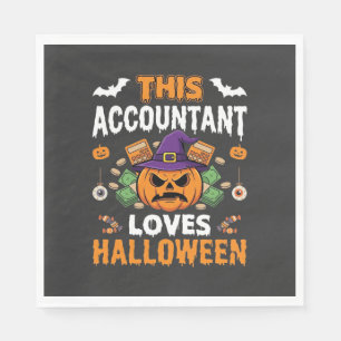 Accountant Loves Halloween Pumpkin Bookkeeper Desi Napkin