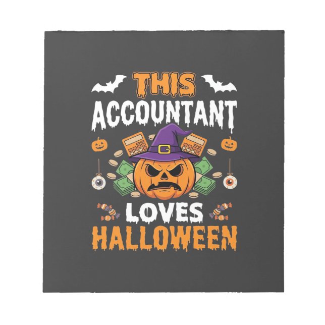 Accountant Loves Halloween Pumpkin Bookkeeper Desi Notepad (Front)