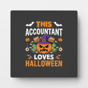 Accountant Loves Halloween Pumpkin Bookkeeper Desi Plaque